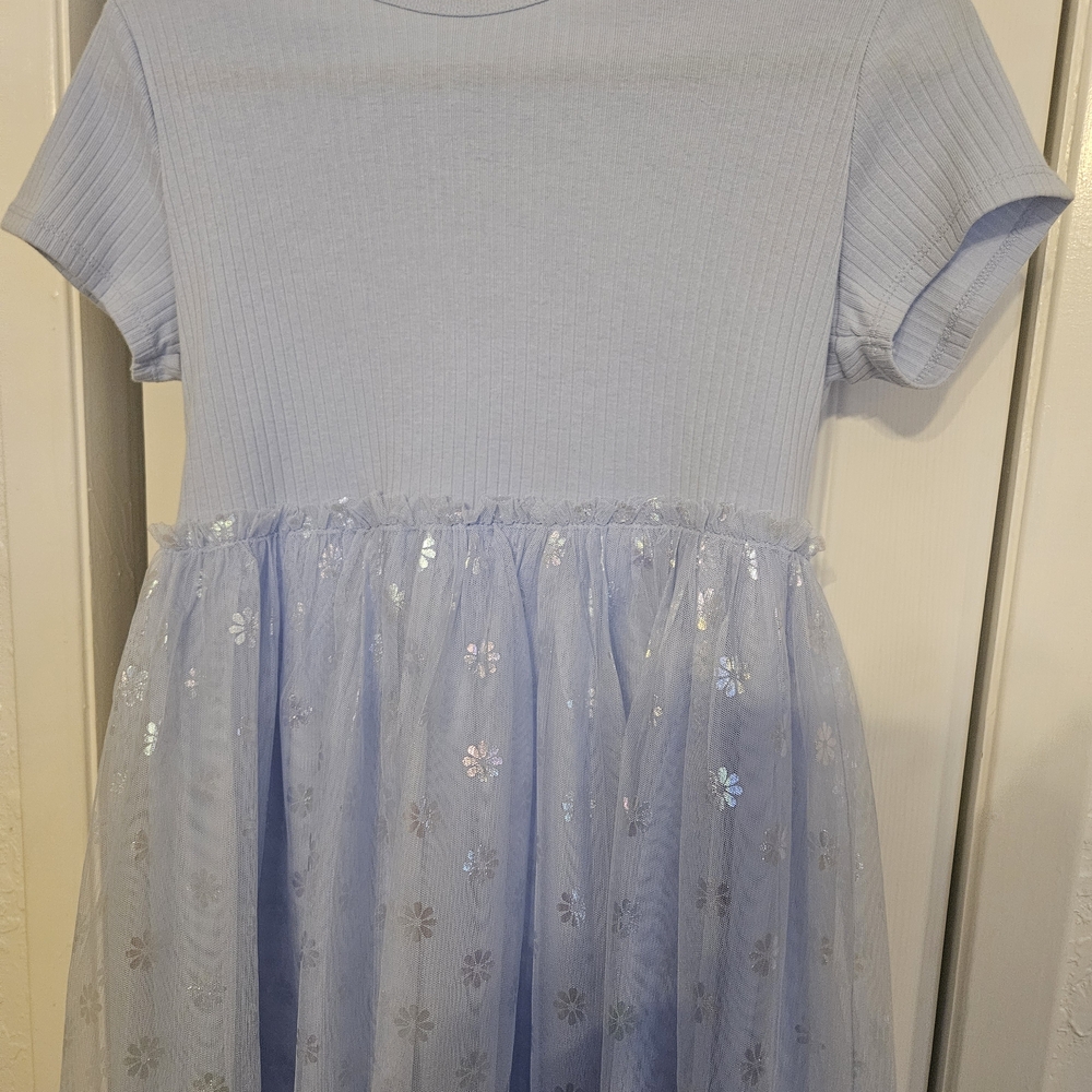 Wonder Nation Light Blue Dress with Floral Overlay